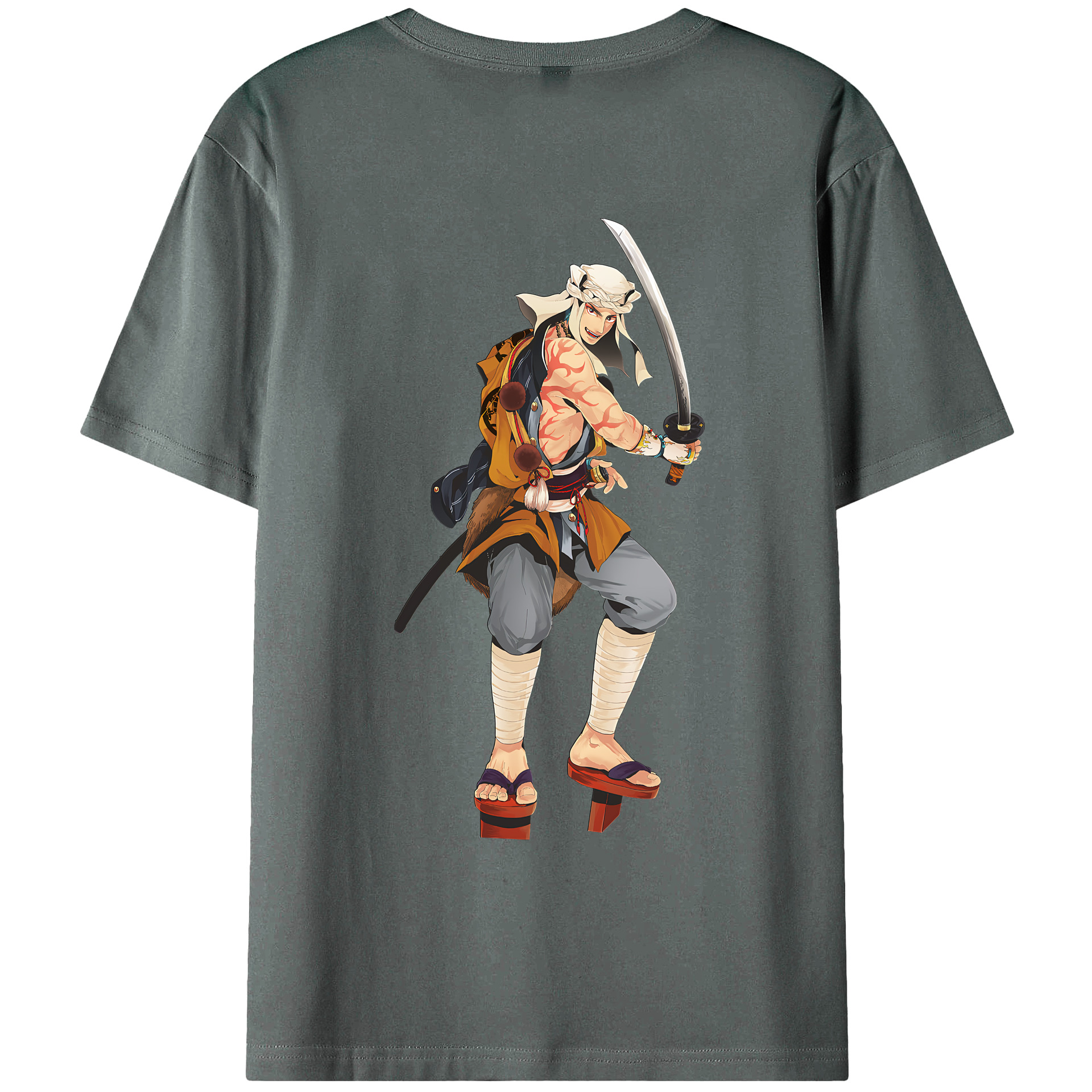 （画像用） 刀剣乱舞 Touken Ranbu 綿100％ メンズ半袖Tシャツ（バックプリント） 通気性